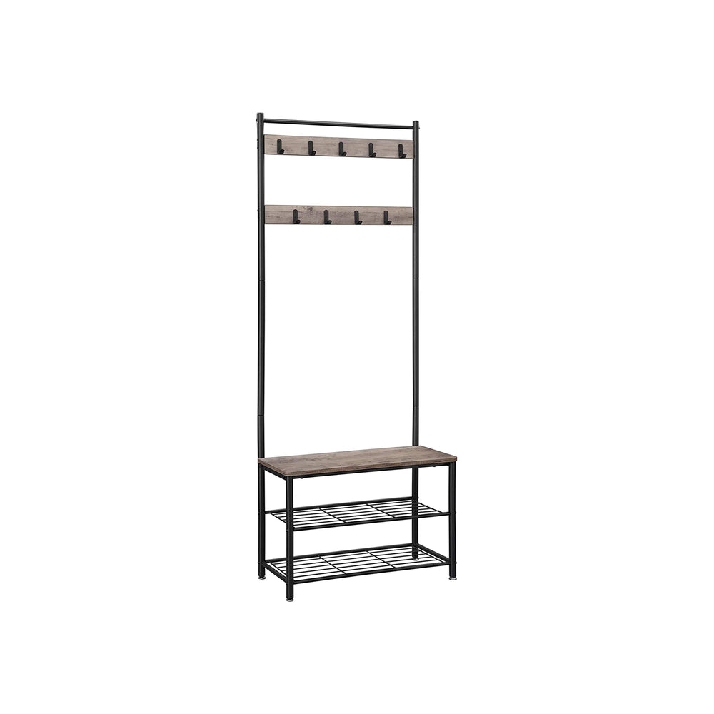 Standgarderobe Kleiderständer mit 3 Ablagen Industrie Design