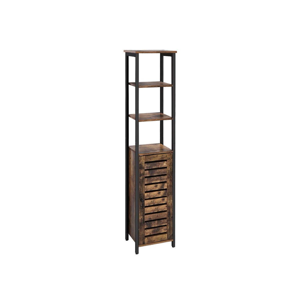 Mensola autoportante, libreria, stile industriale, 37x30x167cm, legno, marrone
