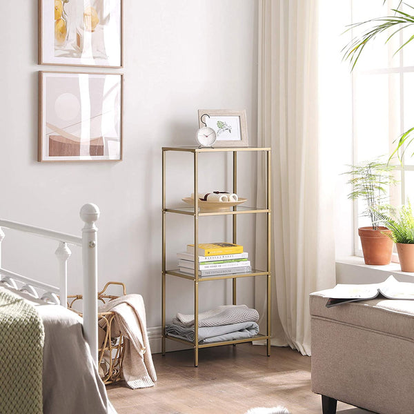 Standregal Glasregal 4-stufig Stabil Gold