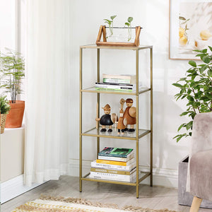 Standregal Glasregal 4-stufig Stabil Gold