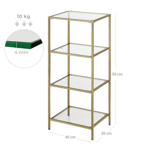 Standregal Glasregal 4-stufig Stabil Gold