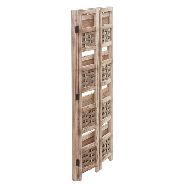 Klappbares Standregal Holz mit Geflecht 4 Ablagen 110cm braun