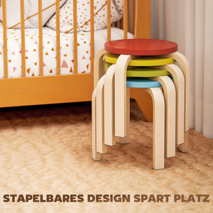 Stapelhocker 4 bunt mit Filzgleitern für Kinder Holz