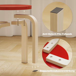 Stapelhocker 4 bunt mit Filzgleitern für Kinder Holz