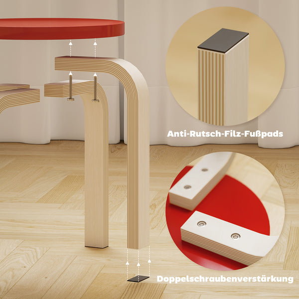 Stapelhocker 4 bunt mit Filzgleitern für Kinder Holz