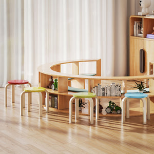 Stapelhocker 4 bunt mit Filzgleitern für Kinder Holz