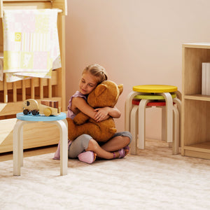 Stapelhocker 4 bunt mit Filzgleitern für Kinder Holz