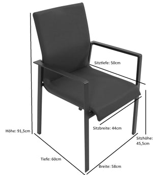 Stapelsessel ALMADA, Aluminium anthrazit + Kunstgewebe grau, 4 Stück