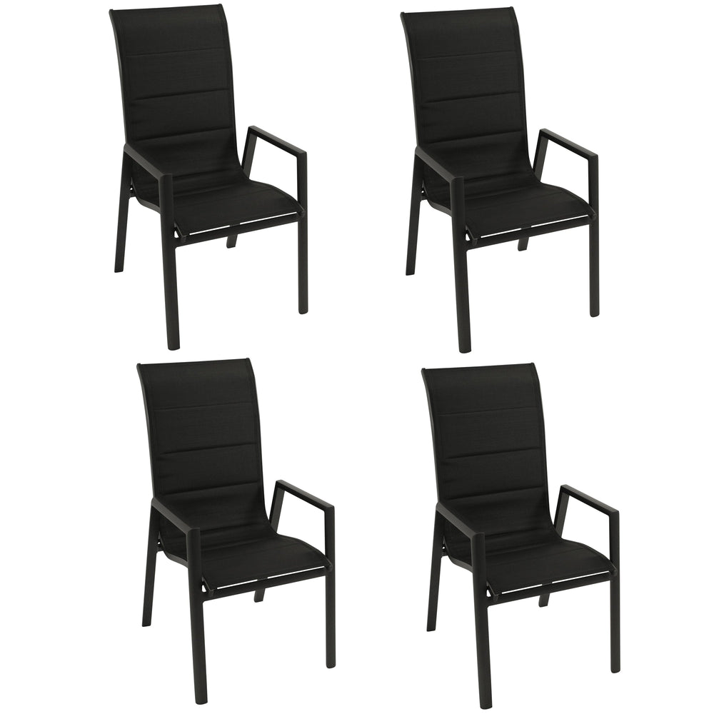 Stapelsessel LAGOS Hochlehner, Aluminium anthrazit schwarz, 4 Stück