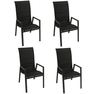 Stapelsessel LAGOS Hochlehner, Aluminium anthrazit schwarz, 4 Stück