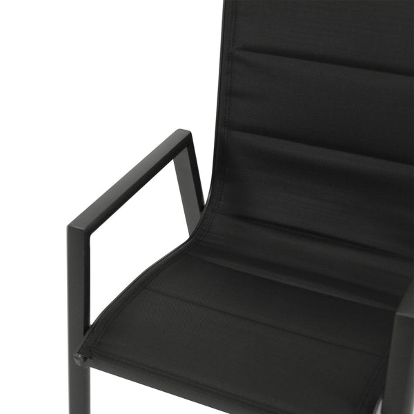 Stapelsessel LAGOS Hochlehner, Aluminium anthrazit schwarz, 4 Stück