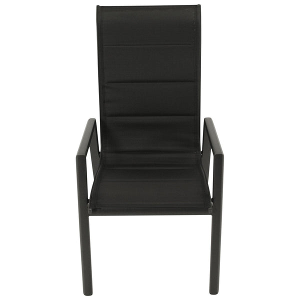 Stapelsessel LAGOS Hochlehner, Aluminium anthrazit schwarz, 4 Stück