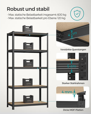 Steckregal Lagerregal 200x100x50cm schwarz