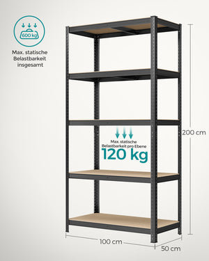 Steckregal Lagerregal 200x100x50cm schwarz
