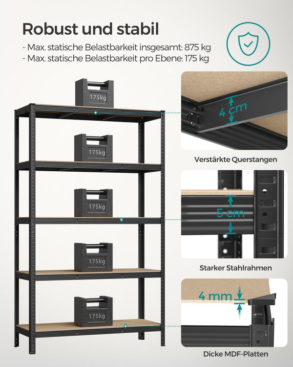 Steckregal Lagerregal 200x120x60cm Schwarz