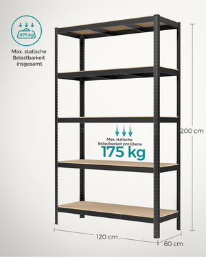Steckregal Lagerregal 200x120x60cm Schwarz