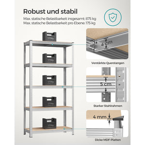 Steckregal Lagerregal 2er-Set 180x90x40cm Silber