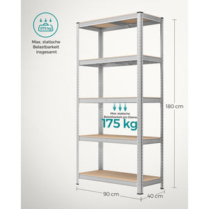 Steckregal Lagerregal 2er-Set 180x90x40cm Silber