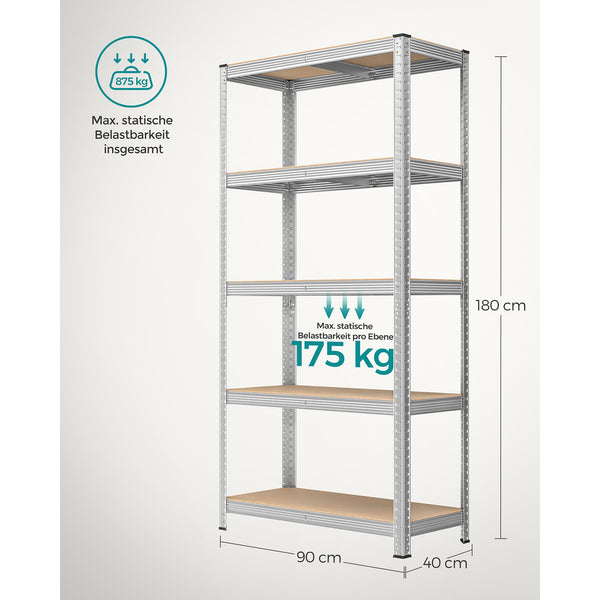 Steckregal Lagerregal 2er-Set 180x90x40cm Silber