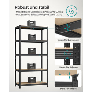 Steckregal Lagerregal 2er-Set 200x100x50cm Schwarz