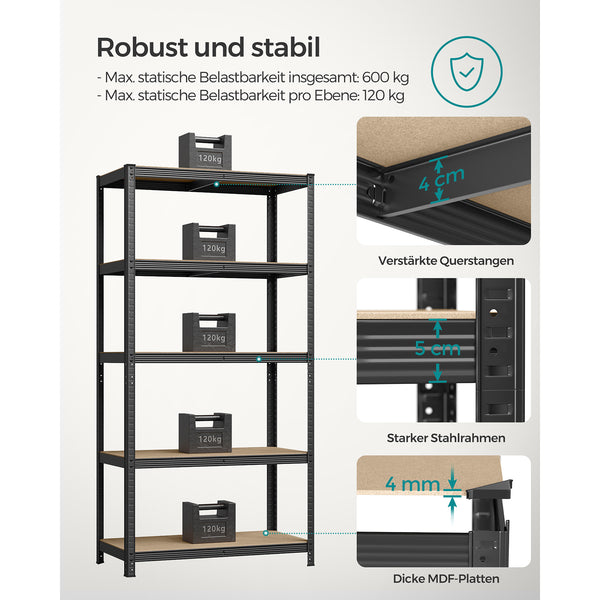 Steckregal Lagerregal 2er-Set 200x100x50cm Schwarz