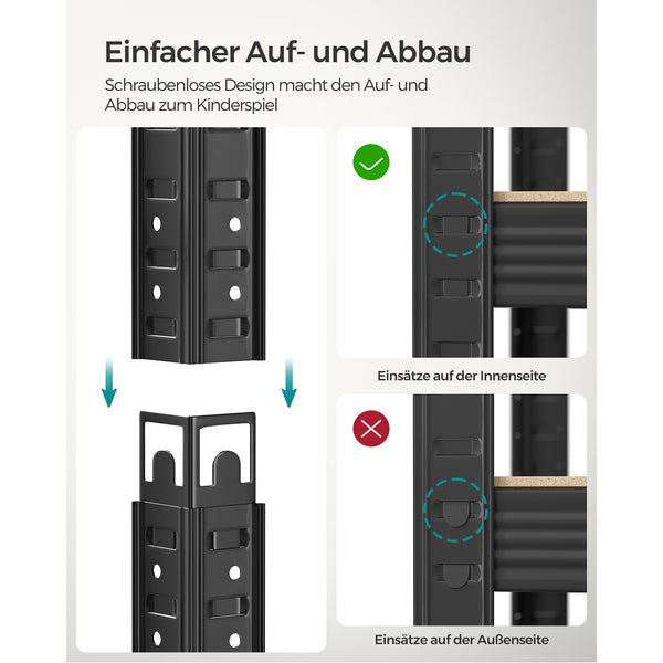 Steckregal Lagerregal 2er-Set 200x100x50cm Schwarz