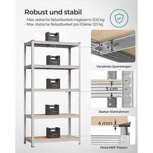 Steckregal Lagerregal 2er-Set 200x100x50cm Silber