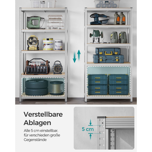 Steckregal Lagerregal 2er-Set 200x100x50cm Silber