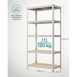 Steckregal Lagerregal 2er-Set 200x100x50cm Silber