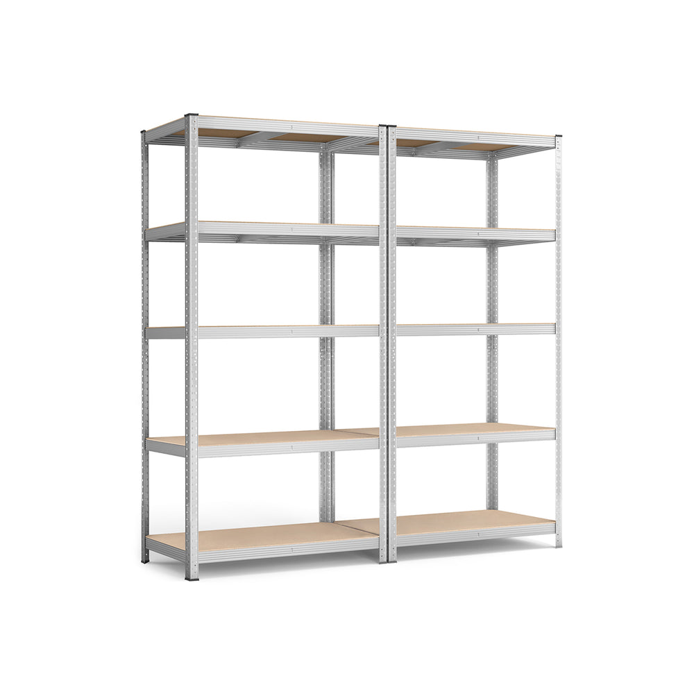 Shelving unit, storage rack, set of 2, 200x100x50cm, silver
