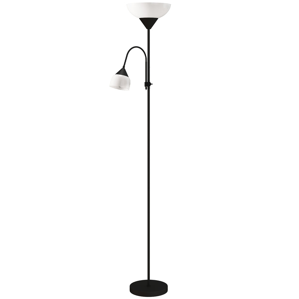Stehlampe mit Leselicht dimmbar Schwanenhals schwarz
