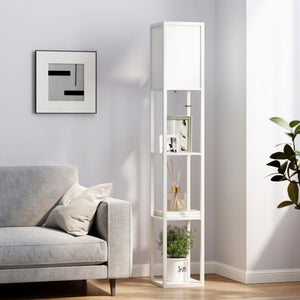 Stehlampe mit Regal für Wohnzimmer und Schlafzimmer aus Holz