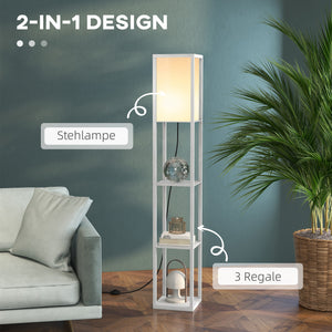Stehlampe mit Regal für Wohnzimmer und Schlafzimmer aus Holz
