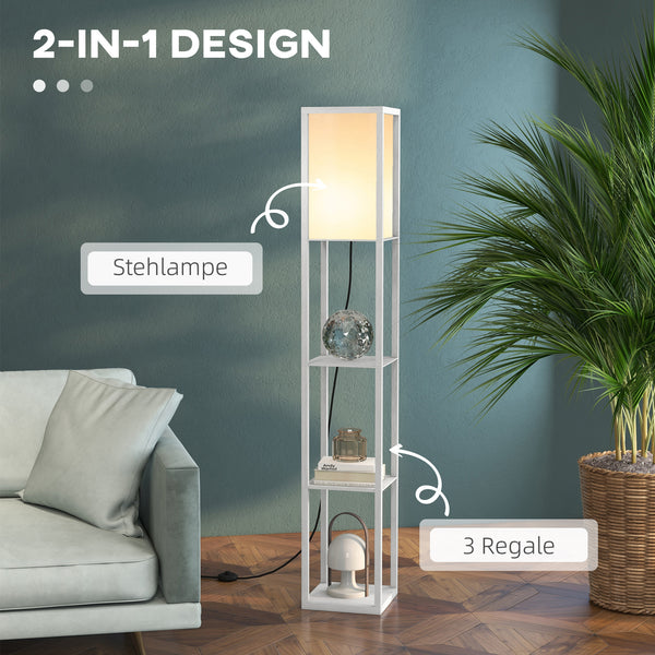Stehlampe mit Regal für Wohnzimmer und Schlafzimmer aus Holz