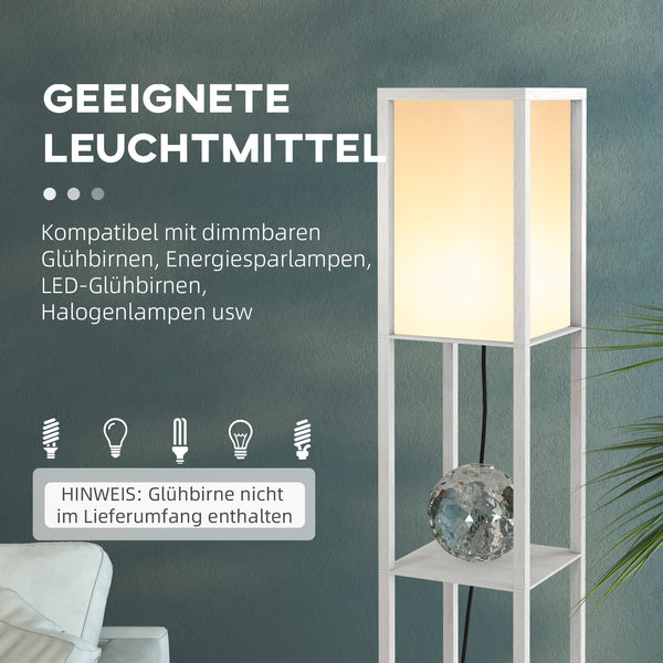 Stehlampe mit Regal für Wohnzimmer und Schlafzimmer aus Holz