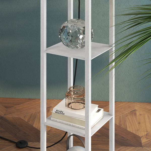 Stehlampe mit Regal für Wohnzimmer und Schlafzimmer aus Holz