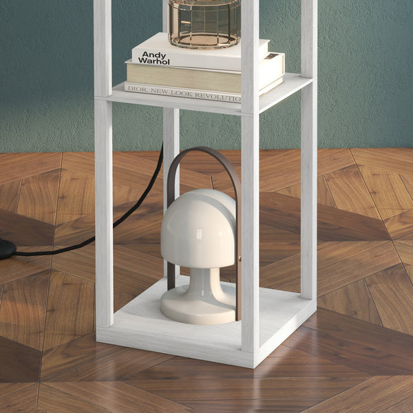 Stehlampe mit Regal für Wohnzimmer und Schlafzimmer aus Holz