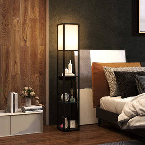 Stehlampe mit Regal USB Ablage und Fussschalter schwarz