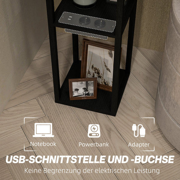 Stehlampe mit Regal USB Ablage und Fussschalter schwarz