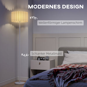 Stehlampe Retro Design mit Fussschalter und weissem Lampenschirm
