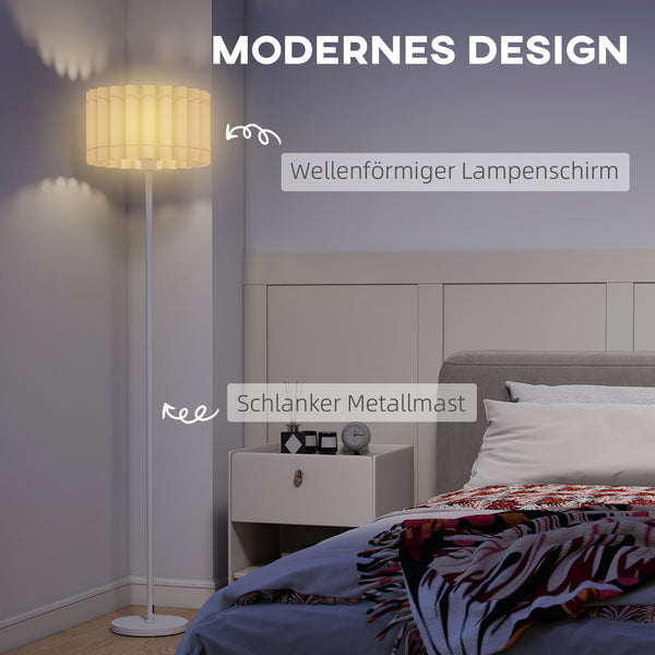 Stehlampe Retro Design mit Fussschalter und weissem Lampenschirm