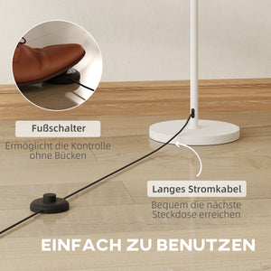 Stehlampe Retro Design mit Fussschalter und weissem Lampenschirm