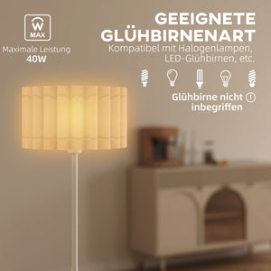 Stehlampe Retro Design mit Fussschalter und weissem Lampenschirm