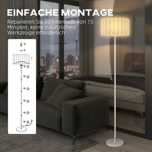 Stehlampe Retro Design mit Fussschalter und weissem Lampenschirm