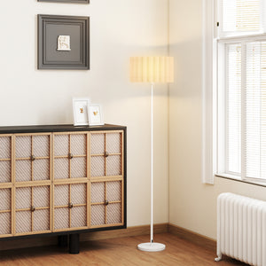 Stehlampe Retro Design mit Fussschalter und weissem Lampenschirm
