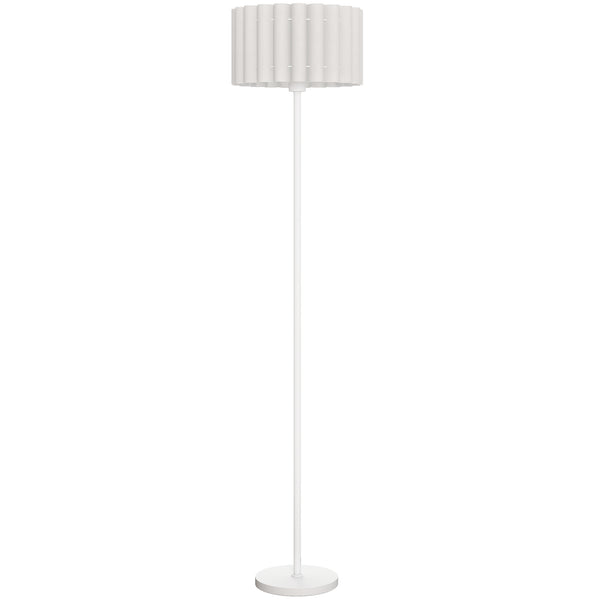 Stehlampe Retro Design mit Fussschalter und weissem Lampenschirm