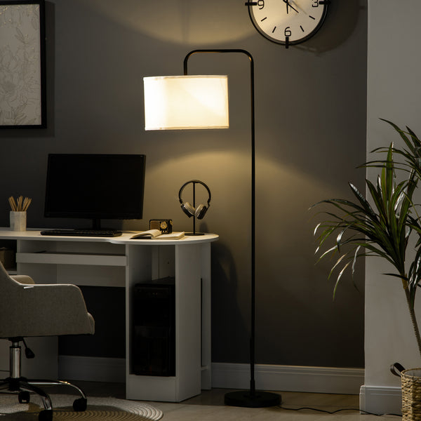 Stehlampe modern mit Stoffschirm und Fussschalter weiss