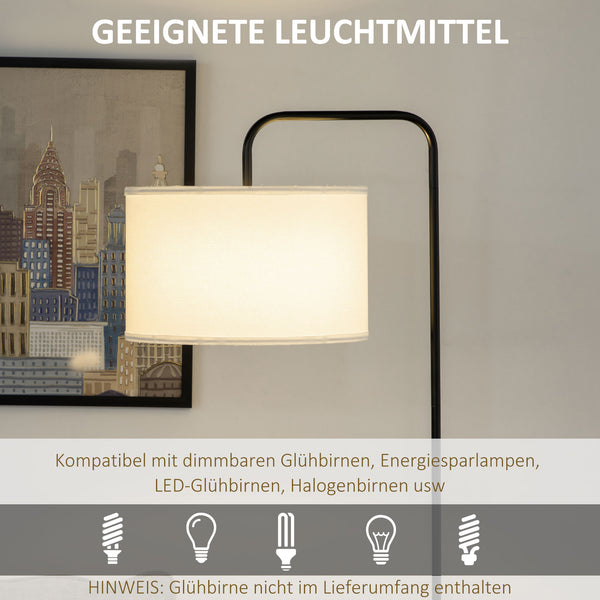 Stehlampe modern mit Stoffschirm und Fussschalter weiss