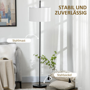 Stehlampe modern mit Stoffschirm und Fussschalter weiss