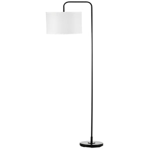 Stehlampe modern mit Stoffschirm und Fussschalter weiss